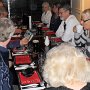 Dinner at the 'Red Hot'. 'Jinks' Jenkins on right with white shirt.